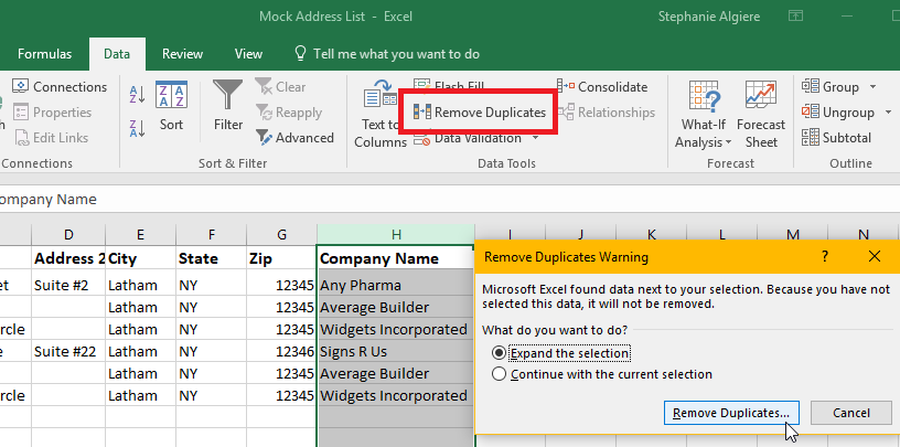 ms excel find duplicates